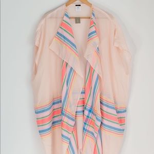 Plaid border beach poncho